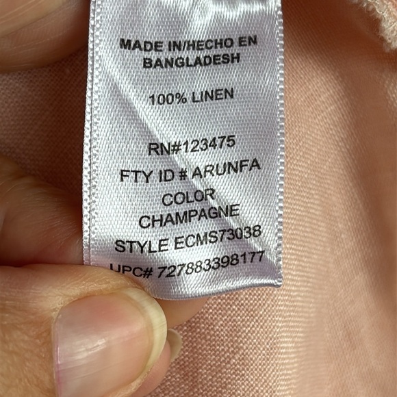 Ellen Tracy women’s 100% linen peach Cuffed Sleeve Tie Front Tunic XXL - Picture 7 of 9